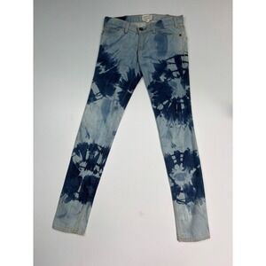 Current Elliott Deadstock Tie Dye Skinny Jeans Blue Bleached Made in USA Size 24